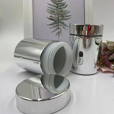 Label Design Service HDPE Bottle Metal Silver Round Plastic Fitness Sport Nutrition Polyethylene Bottles Package for Bcaa Powder