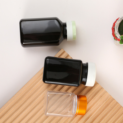 30cc 60cc 80cc 100cc 120cc Black Vitamin Pill Bottle Capsule PET Bottle With Flip