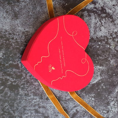 Chocolate Red Heart Shape Gift Box With Ribbon And Blister Insert