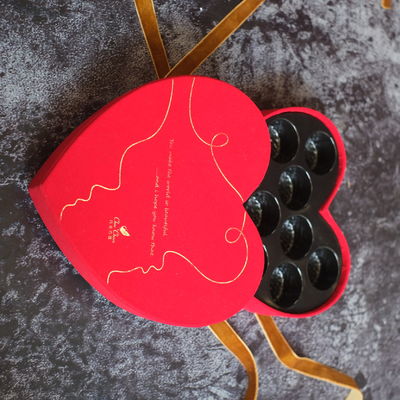 Chocolate Red Heart Shape Gift Box With Ribbon And Blister Insert