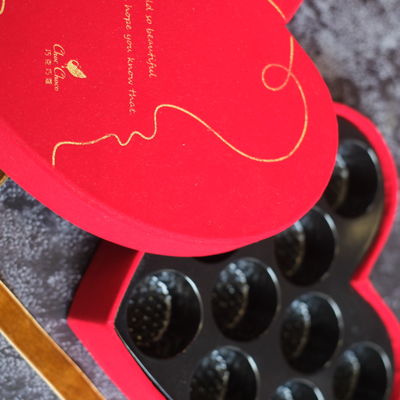 Chocolate Red Heart Shape Gift Box With Ribbon And Blister Insert