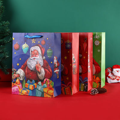 Gift Xmas Paper Bags With Silk Handle Christmas Paper Gift Bags