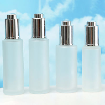 30ml Custom Clear frosted glass bottle With Pressure Dropper Cosmetic Skincare