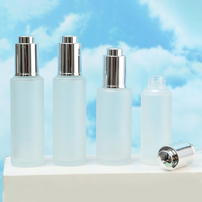 30ml Custom Clear frosted glass bottle With Pressure Dropper Cosmetic Skincare