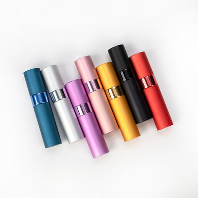 Aluminum Collar 5ml 8ml 10ml Mini Empty Sample Vials Glass Spray Perfume Bottle with Glass Laser Engraved Surface and Box