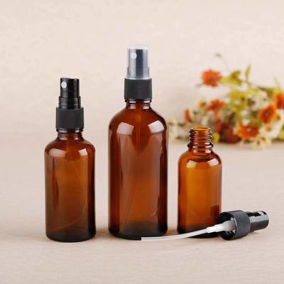 Stock Amber Glass Spray Bottle 10ml 15ml 20ml 30ml 50ml 100ml Round Glass Empty Perfume Bottle Black Cap Cylinder Bottle Perfume