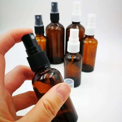 Stock Amber Glass Spray Bottle 10ml 15ml 20ml 30ml 50ml 100ml Round Glass Empty Perfume Bottle Black Cap Cylinder Bottle Perfume