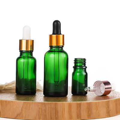 Sealing Type Dropper Green Frosted Glass Cosmetic Bottle 10ml 15ml 30ml 50ml for Face Serum and Face Oil Container Packaging