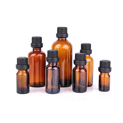 Senior PAK OEM/ODM Acceptable Amber Glass Essential Oil Bottle with Plastic Lid Inner Plug 5ml 10ml 20ml 30ml 50ml 100ml