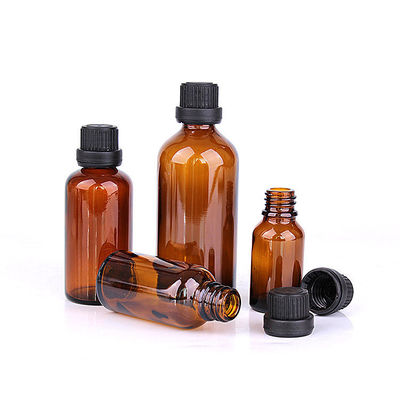 Senior PAK OEM/ODM Acceptable Amber Glass Essential Oil Bottle with Plastic Lid Inner Plug 5ml 10ml 20ml 30ml 50ml 100ml