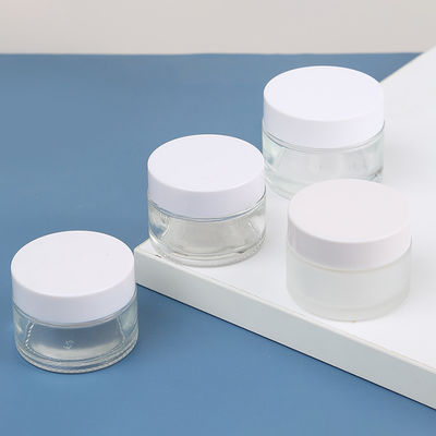 Empty Glossy or Matte Round Shaped Cosmetic Glass Cream Jars with Lid Collar Material Glass 5g 10g 15g 20g 60g Industrial