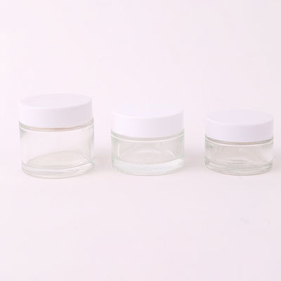Empty Glossy or Matte Round Shaped Cosmetic Glass Cream Jars with Lid Collar Material Glass 5g 10g 15g 20g 60g Industrial