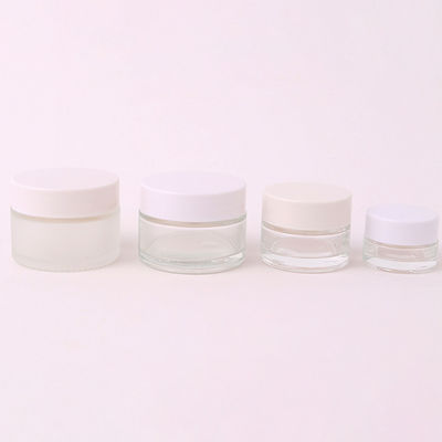 Empty Glossy or Matte Round Shaped Cosmetic Glass Cream Jars with Lid Collar Material Glass 5g 10g 15g 20g 60g Industrial