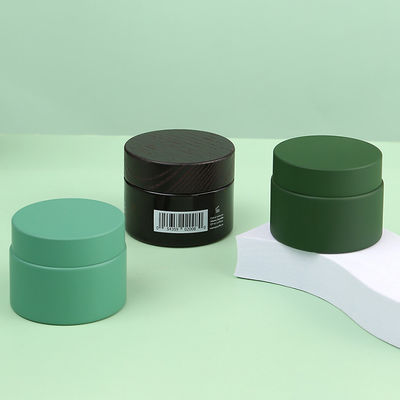 Customized Colors Matte Black Soft Touch Blue Green Amber Glass Cream Jar With Gold Black Sliver Aluminium Cap 5g 10g 15g 30g 50g 100g