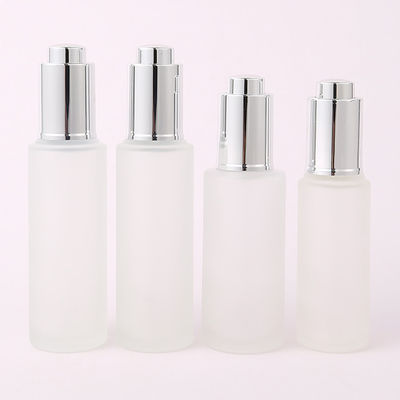 30ml Custom Clear Glass Bottle With Pressure Dropper for Cosmetic Skincare Packaging Frosted Color Collar and Free Sample