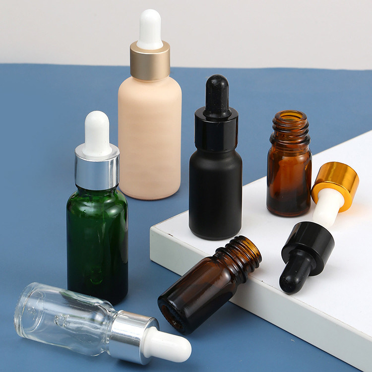 Luxury Glass Collar 5ml 10ml 15ml Hair Oil Essential Oil Perfume Oil Frosted Pink Dropper Bottle With Rose Gold Top